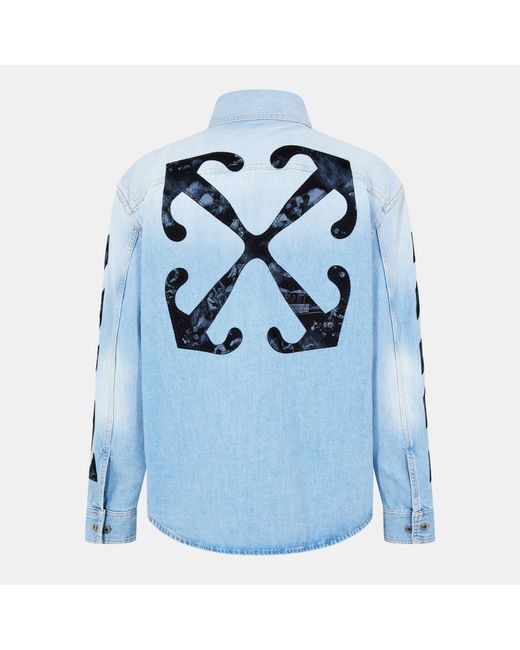 Off-White c/o Virgil Abloh Blue Long Sleeve Denim Shirt for men