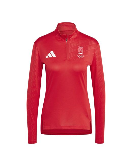 Adidas Red Half Zip Long Sleeve Performance Tracksuit Top