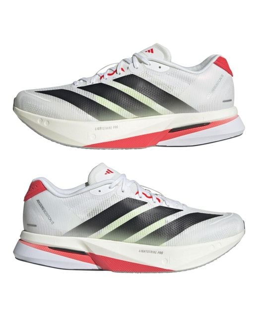 Adidas White Adizero Boston 13 Road Running Shoes