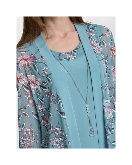 Gina Bacconi Blue Callie Printed Dress And Jacket