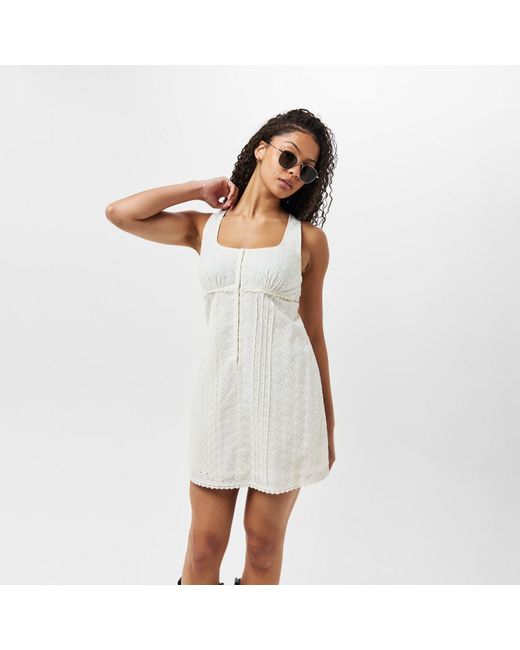 Jack Wills Natural Broderie Corset Dress