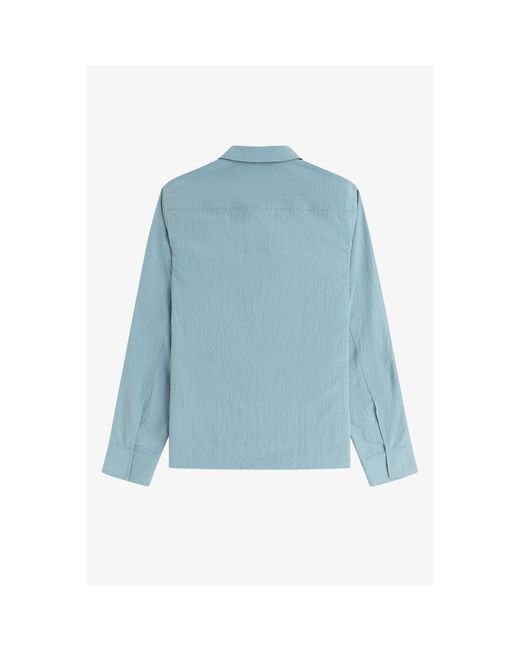 Fred Perry Blue Long Sleeve Zip Overshirt for men