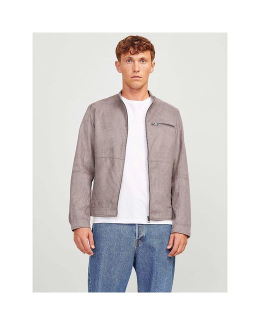 Jack & Jones Gray Dylan Biker Jacket for men