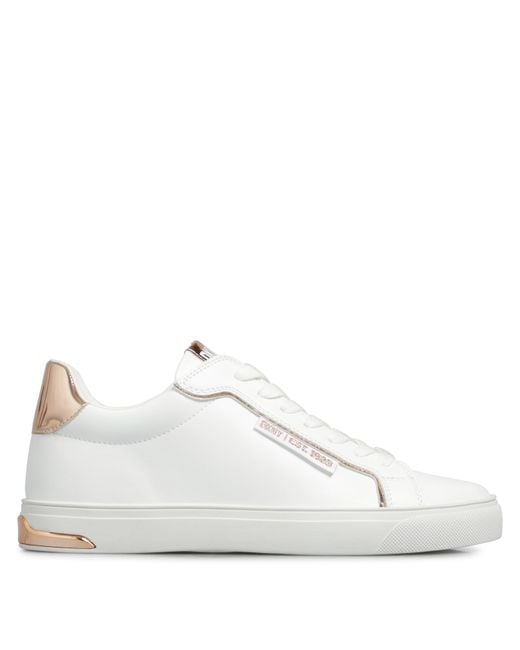 DKNY White Augustine Lace-Up Low-Top Trainers