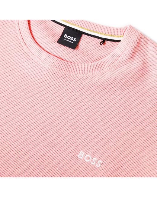 Boss Pink Bodywear Waffle T-Shirt With Structured Design for men