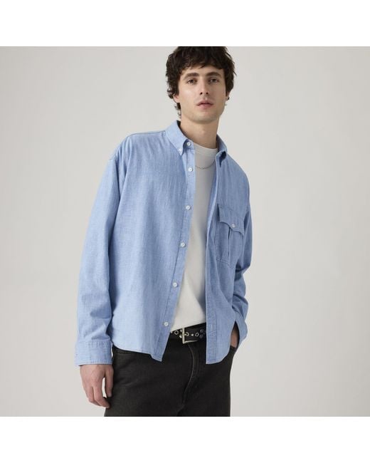 Levi's Blue Cropped Long Sleeve Denim Shirt for men