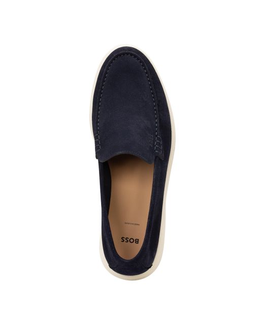 Boss Blue Loafers With Iconic Logo Detail (Sienne) for men