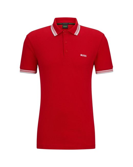 Boss Red Paddy Polo Shirt With Contrast Tipping for men