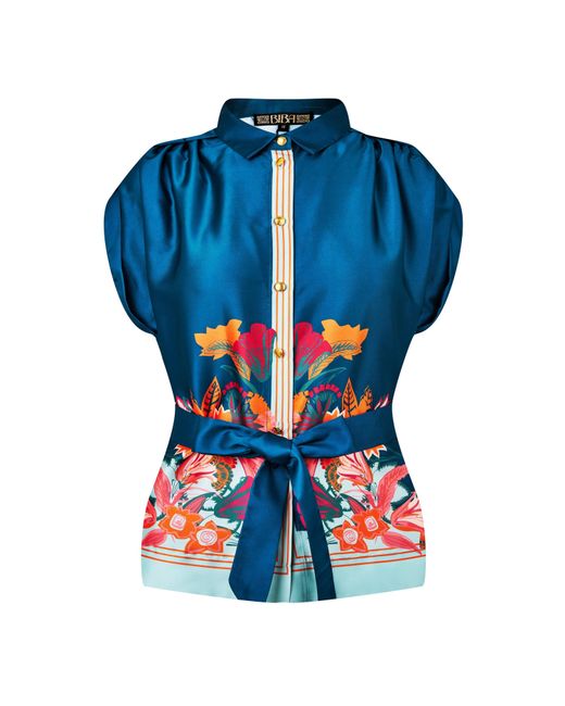 Biba Blue Border Print Top