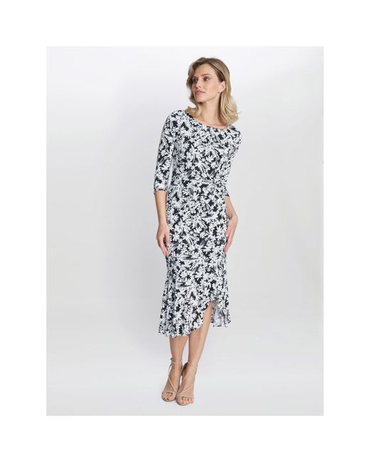 Gina Bacconi Blue Charlee Jersey Dress With Trim