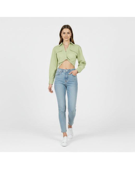 Jack Wills Green Draped Cropped Blouse