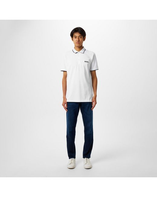 Boss White Paddy Pro Premium Cotton Polo Shirt for men