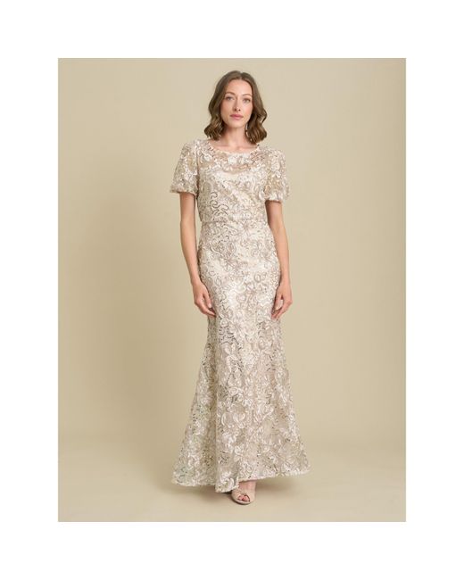 Gina Bacconi Natural Mimmi Sequin Maxi Dress