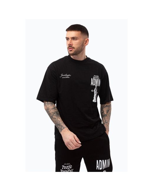 Hype Black Regular Fit T-Shirt for men