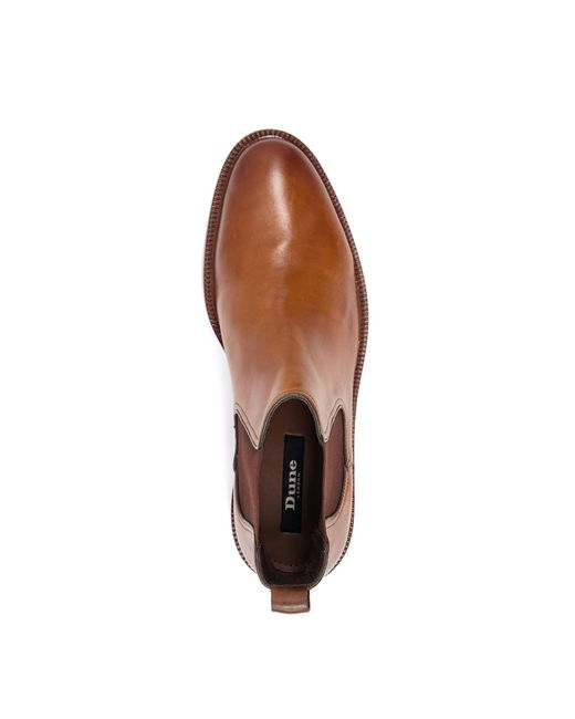 Dune Brown Leather Ankle Chelsea Boots for men