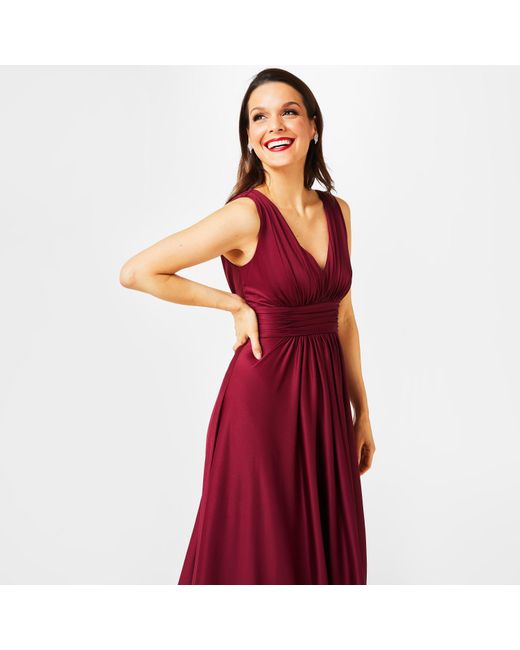 Biba Red Bridesmaid Dip Hem Maxi Dress