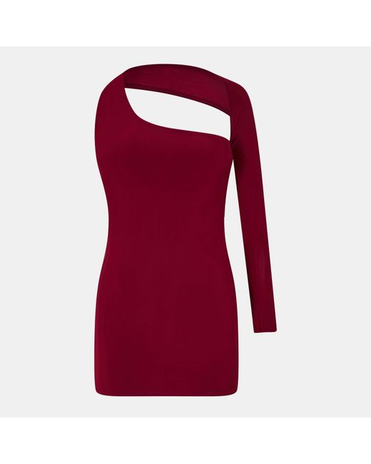Missy Empire Red One Sleeve Slinky Mini Dress