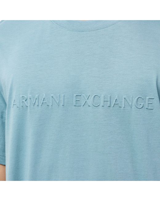 ARMANI EXCHANGE Blue Embossed Logo T-Shirt for men