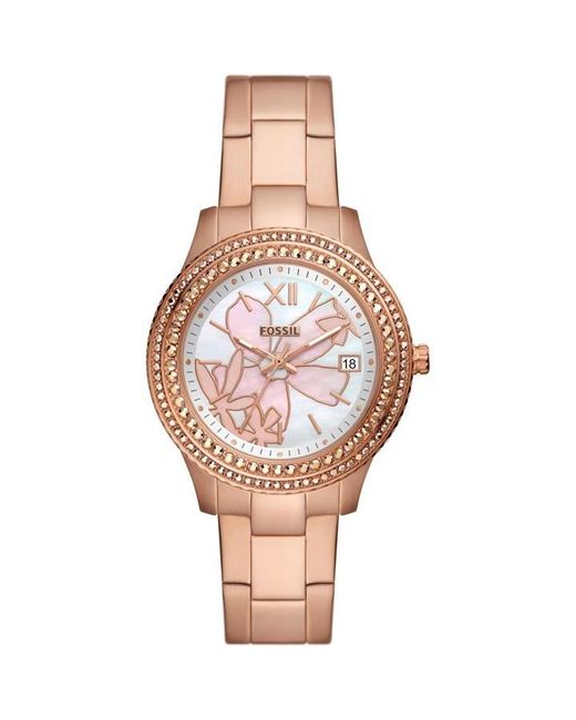 Fossil Pink Stainless Steel Fashion Analogue Quartz Watch