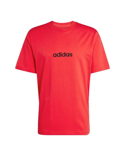 Adidas S Essentials Single Jersey Linear Embroidered Logo Red Linear 3xl for men