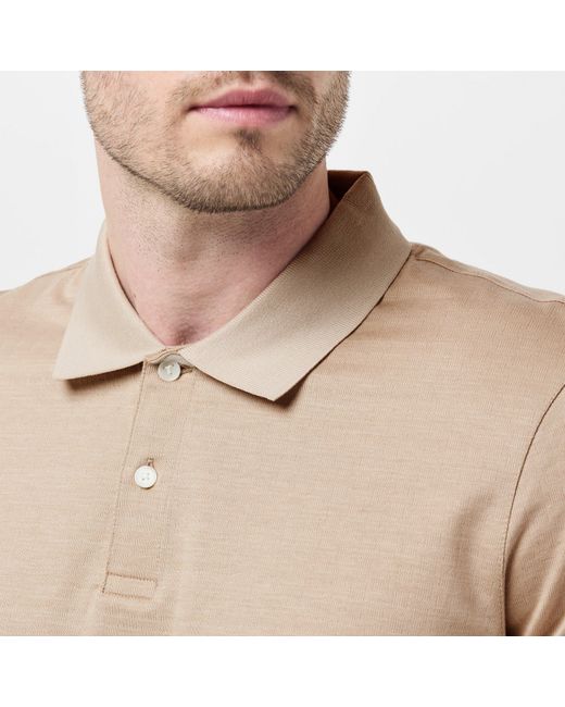 Ted Baker Natural Auguso Jacquard Short-Sleeve Polo Shirt for men