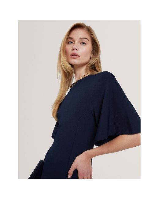 Ted Baker Blue Bodycon Knitted Jumper Dress