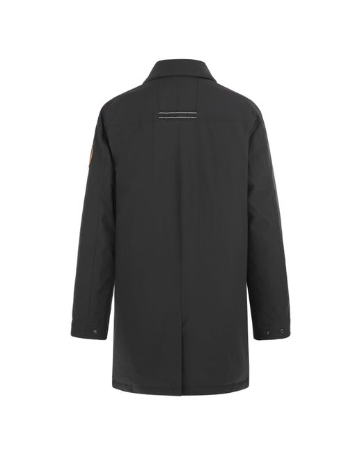 ARCTIC ARMY Black Long Weather-Resistant Overcoat for men