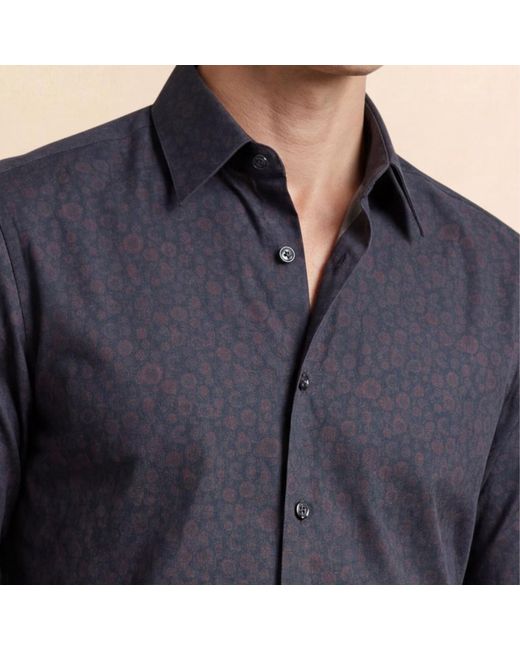 Without Prejudice Blue Ayla Geometric Cotton Print Shirt for men