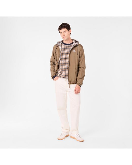 Aquascutum Green Reversible Check Hooded Long Sleeve Rain Anorak for men