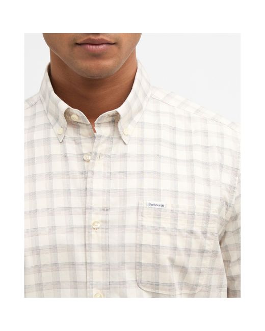 Barbour Gray Patterned Short Sleeve Shirt for men