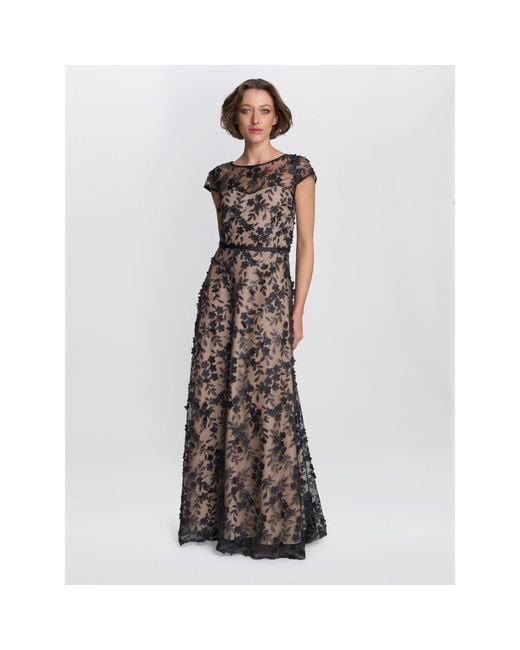 Gina Bacconi Multicolor Keira 3D Flower Maxi Dress