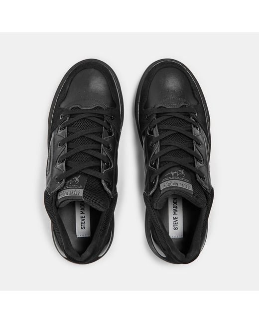 Steve Madden Black Kingpin Low Top Lace-Up Sneakers for men