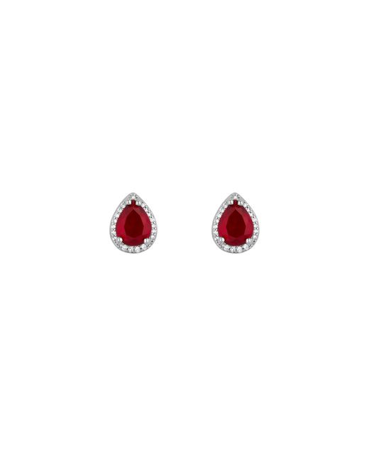 Jon Richard Red Rhodium Plated Peardrop Stud Earrings