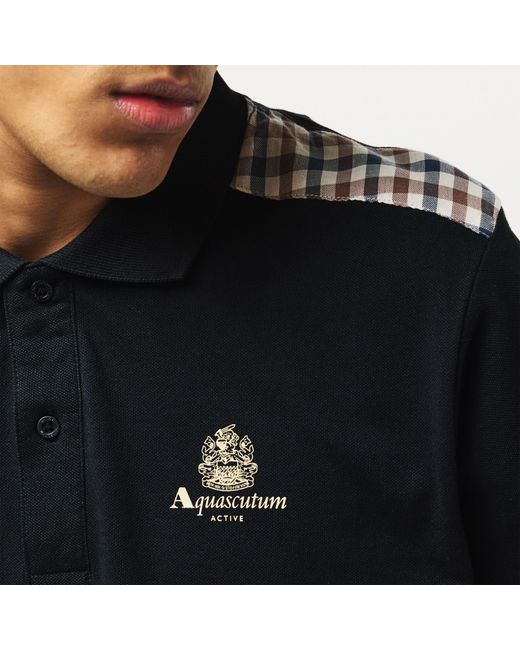 Aquascutum Black Short Sleeve Polo Shirt for men