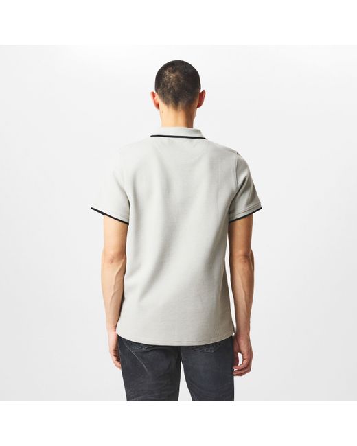 Firetrap Gray Waffle Short-Sleeve Polo Shirt for men