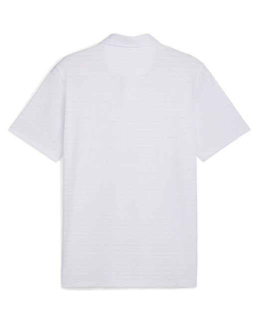PUMA White Mattr Houndstooth Short Sleeve Performance Polo Shirt for men