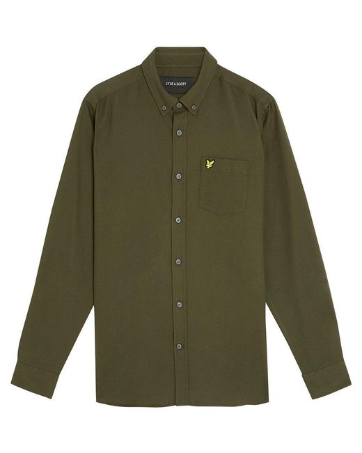 Lyle & Scott Green Flannel Long Sleeve Shirt for men