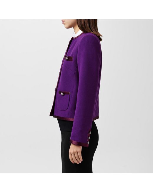 Dolce & Gabbana Purple Wool Long Sleeve Overcoat