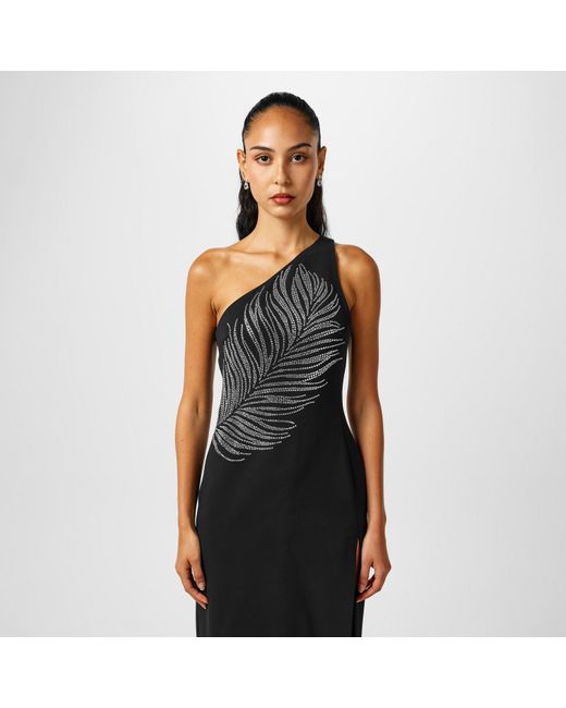 David Koma Black Feather Embroidered Maxi Dress