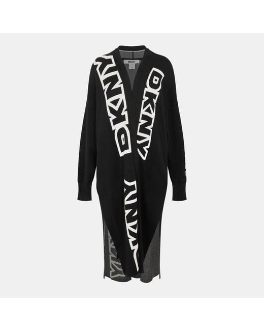DKNY Black Exploded Textured Knit Relaxed Fit Cardigan