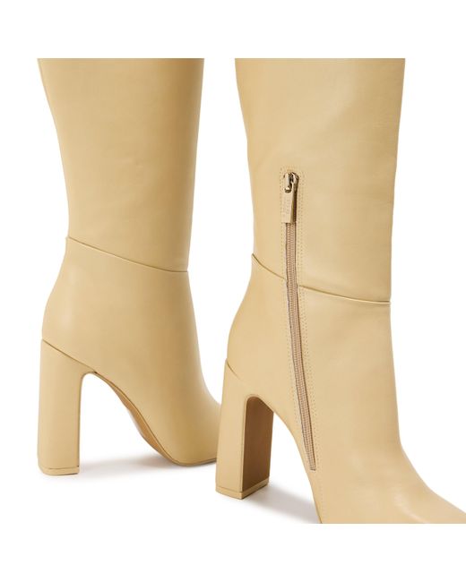 Steve Madden Natural Knee High Block Heel Boots With Zipper