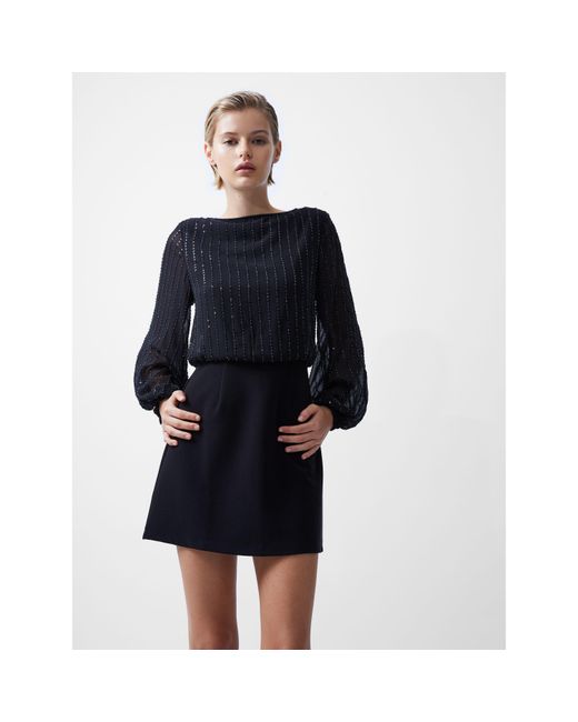French Connection Black Effy Sequin Shift Dress