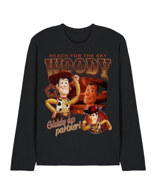 Disney Black Toy Story Sheriff Woody Homage Long Sleeve T-Shirt for men