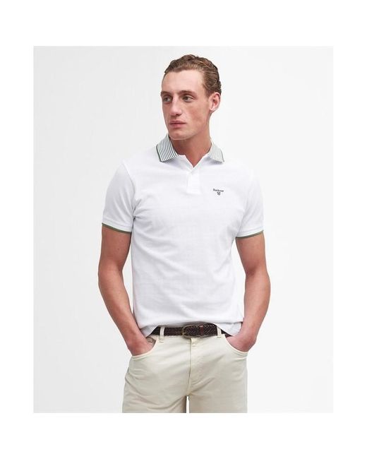 Barbour White Denwick Polo Shirt for men