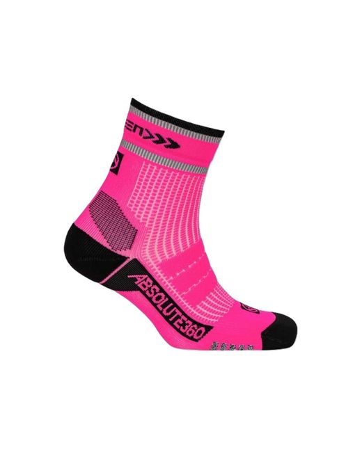 Absolute 360 Pink Performance Running Quarter Socks: Neon