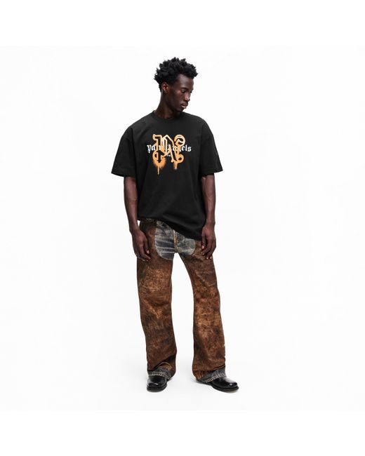 Palm Angels Black Roma Mono Tee for men