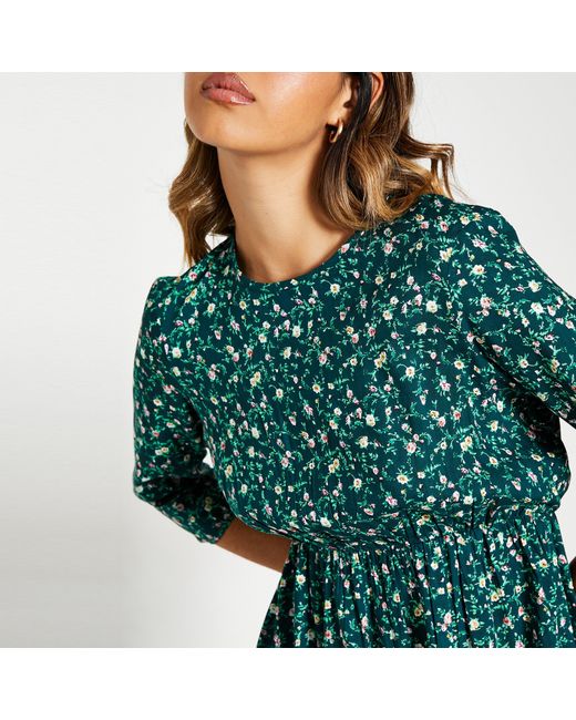 I Saw It First Green Isawitfirst Frill Hem Smock Midi Dress