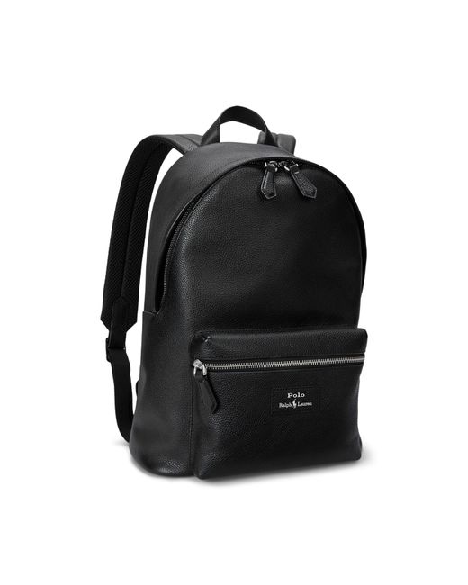 Polo Ralph Lauren Black Pebble Leather Dome Backpack