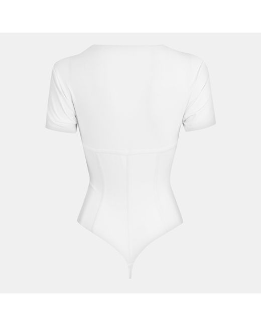 GOOD AMERICAN White Corset Structured Compression Bodysuit