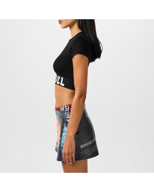 DIESEL Black Uftee Sport Cropped T Shirt